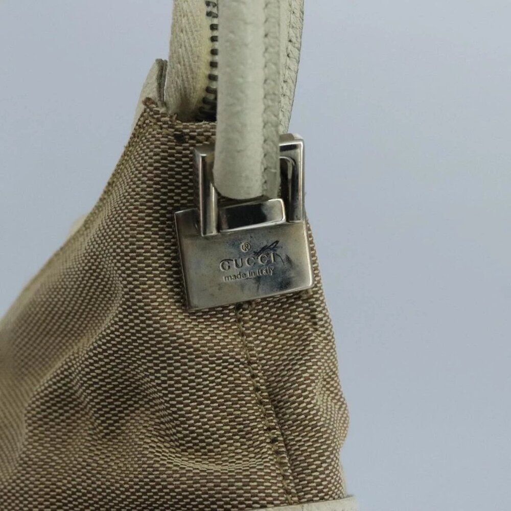 GUCCI Shoulder Bag Canvas Leather Beige White Silver - Picture 10 of 16